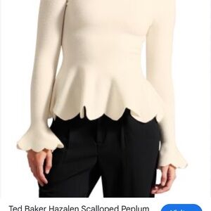 Ted Baker Hazalen Scalloped White Peplum Top